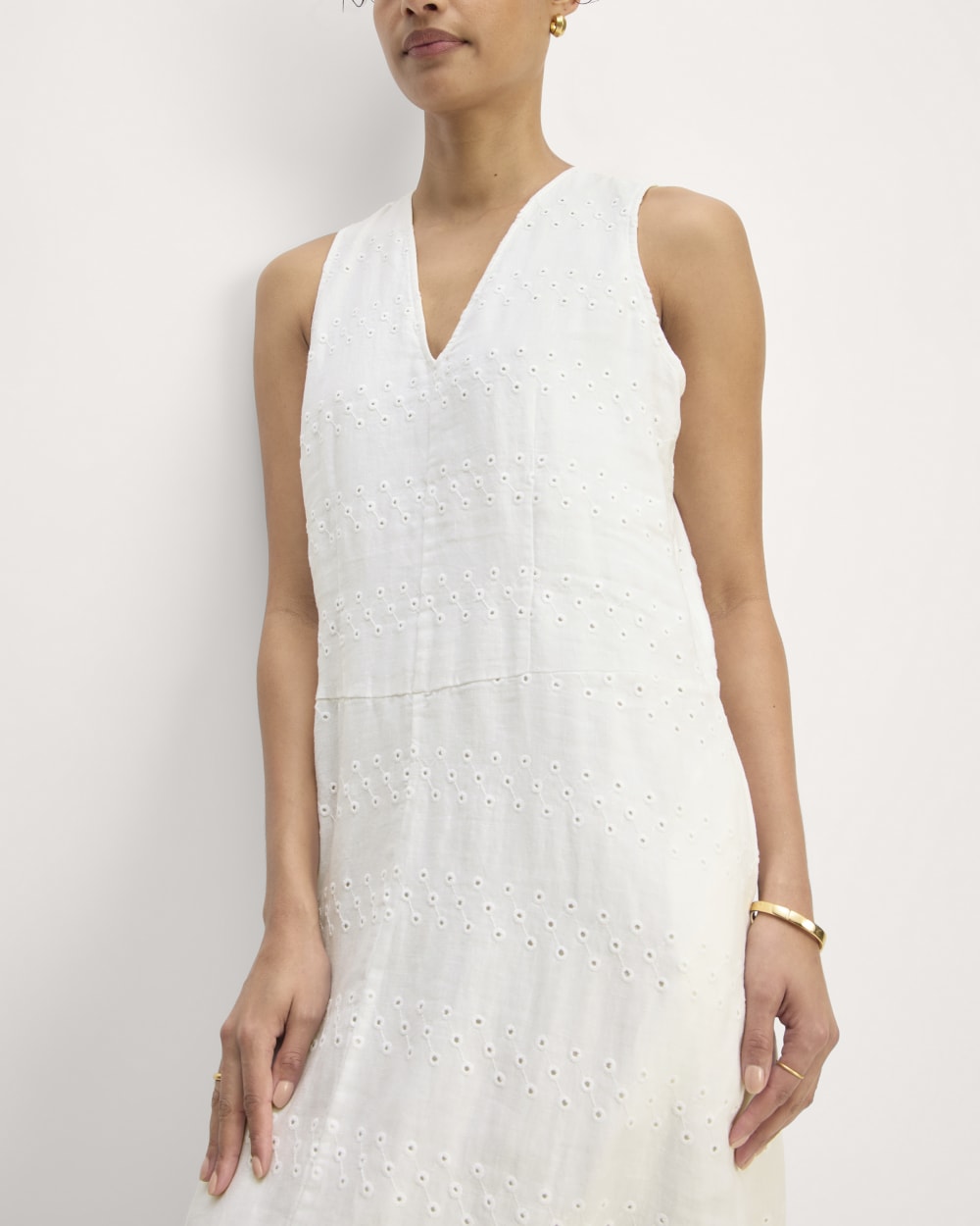 The Linen Eyelet Maxi Dress | White Eyelet - Image 3