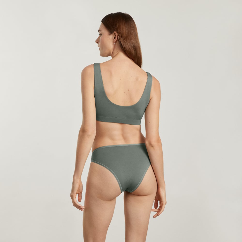 The Cotton High-Rise Bikini | Dark Sage - Image 3