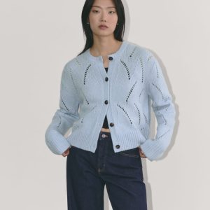 The Pointelle Cardigan in Cloud | Chambray Blue