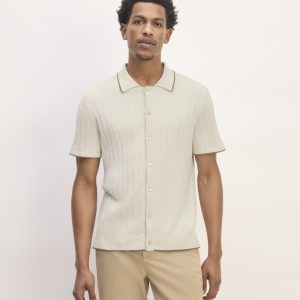 The No-Sweat Button-Down Polo | Heathered Canvas