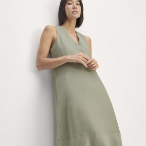 The Linen V-Neck Maxi Dress | Sage Green