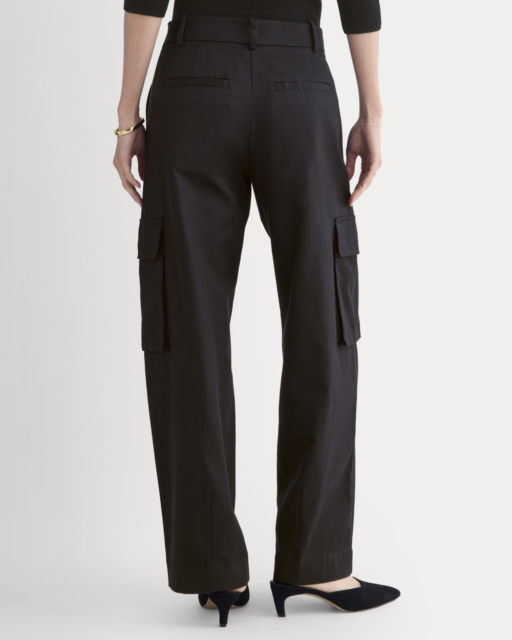 Wide-Leg Cargo Trouser in Buttersmooth | Black - Image 5