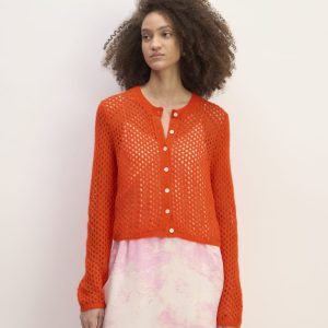 The Everlane x Marques' Almeida Alpaca Mesh Cardigan | Red Orange