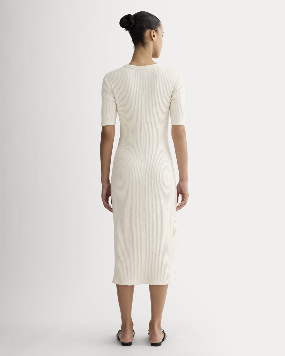The Rib-Knit Henley Dress | Bone - Image 3