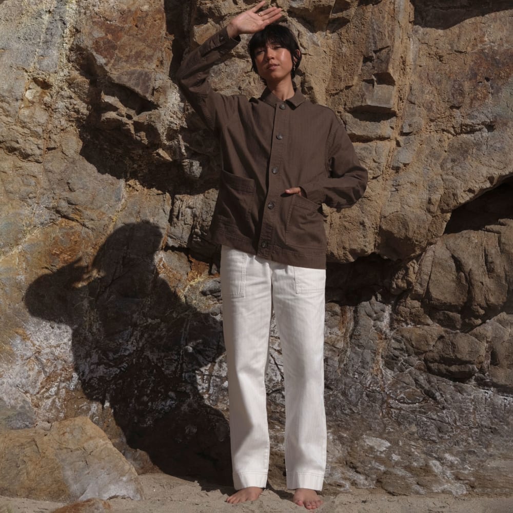 The Organic Cotton Herringbone Pant | Bone - Image 9