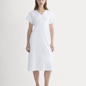 The Tie-Back Dress in Stretch Linen | White