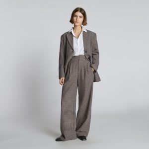 The ReWool® Way-High Drape Pant | Blue / Brown Houndstooth