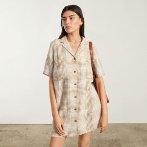 The Linen Workwear Dress | Iced Coffee Grid