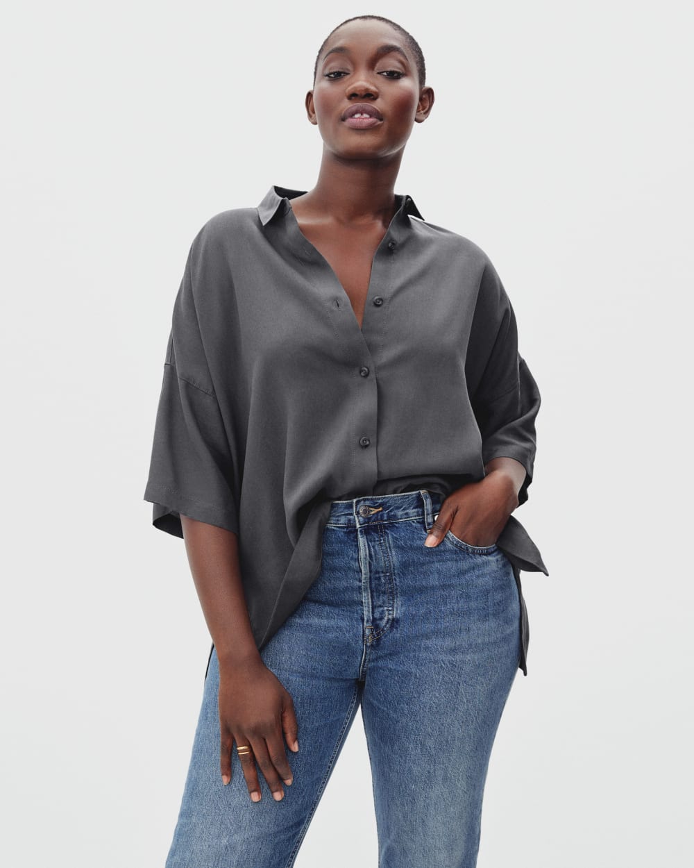 The Drapey Square Shirt | Slate Grey - Image 3