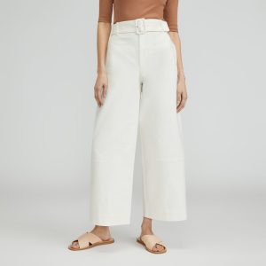 The Structured Cotton Belted Pant | Bone