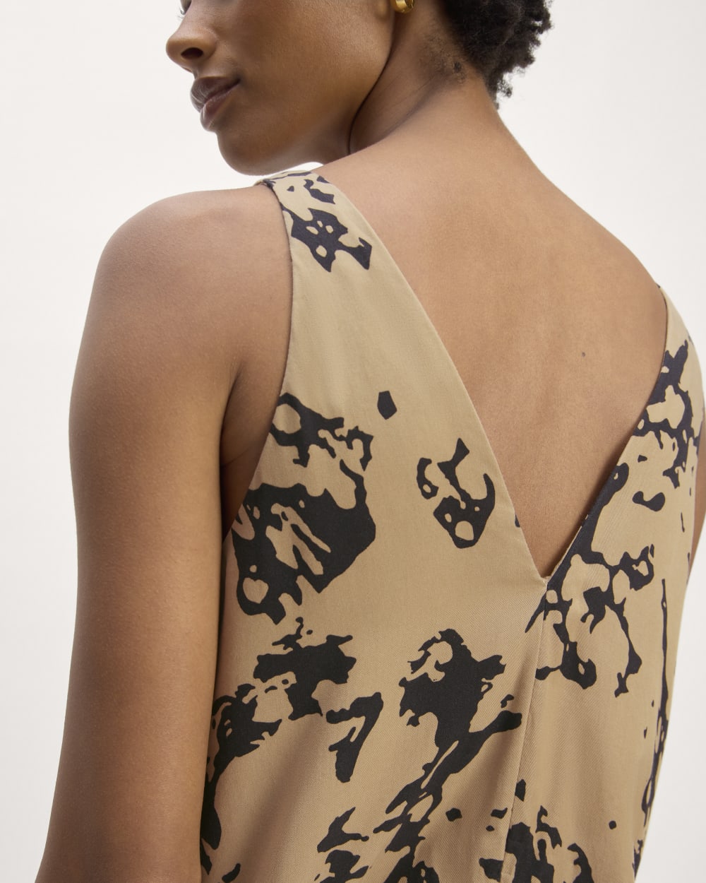 The TENCEL? Midi Slip Dress | Black / Cornstalk Abstract - Image 4