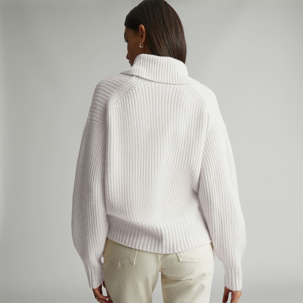 The Felted Merino Shawl Collar Sweater | Heathered Oat - Image 3