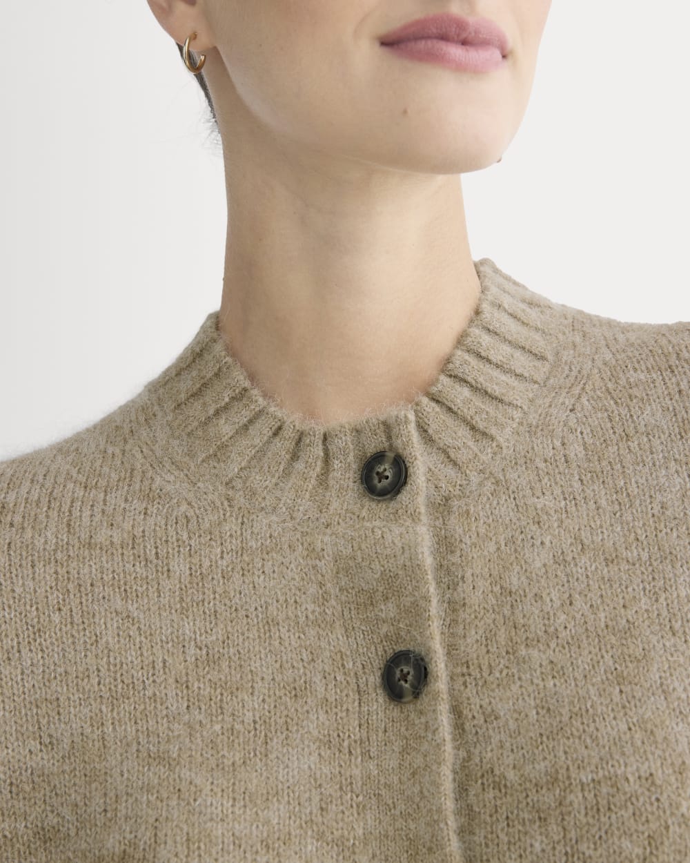 The Crew Cardigan in Alpaca | Dark Heathered Camel - Image 4