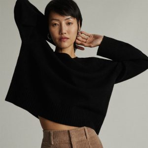 The Cashmere Boxy Crew | Black