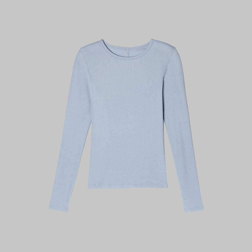 The Pima Micro-Rib Long-Sleeve Crew | Mist - Image 2