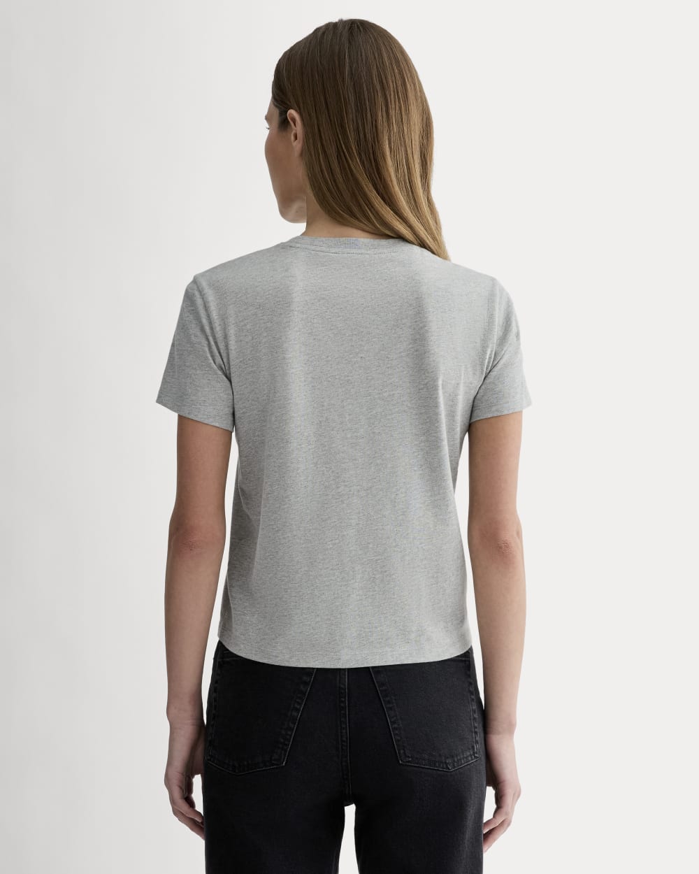 The Box-Cut Tee in Essential Cotton | Heathered Grey | No Pocket - Image 4