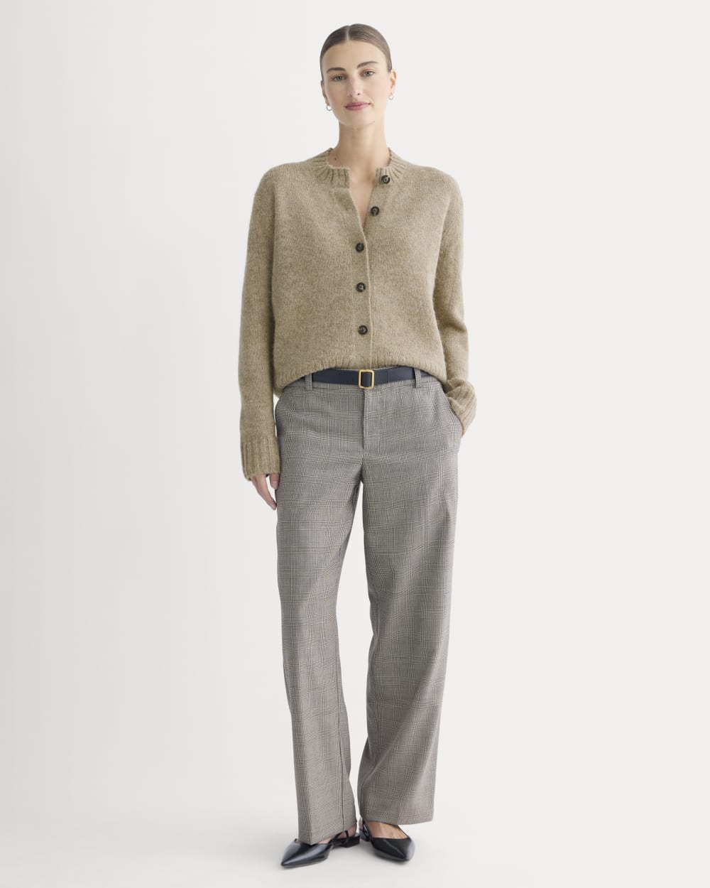 The Crew Cardigan in Alpaca | Dark Heathered Camel - Image 3