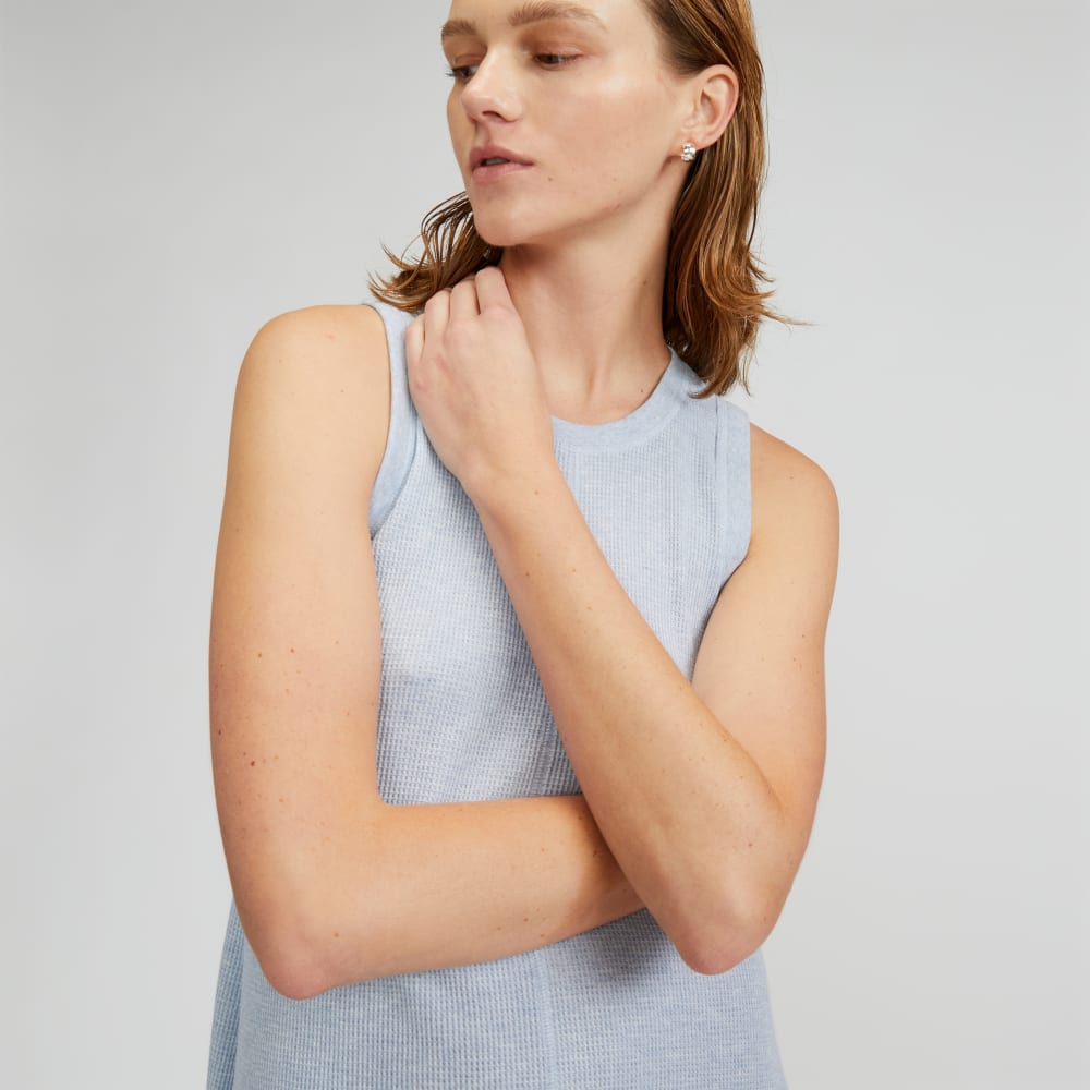 The Organic Cotton Waffle Tank Dress | Heathered Periwinkle - Image 4