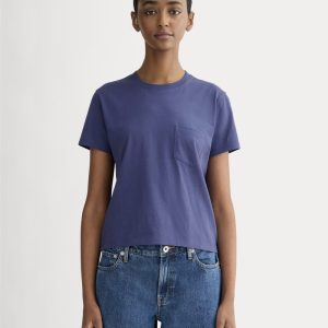 The Box-Cut Tee in Essential Cotton | Deep Cobalt | Pocket