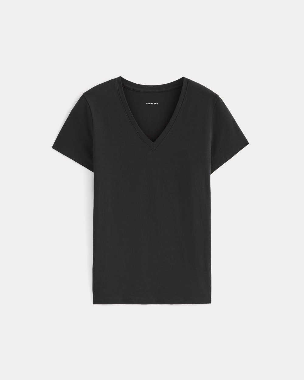 The Slim V-Neck Tee in Essential Cotton | Black - Image 2