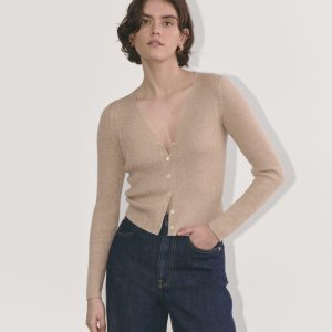 The Cardigan in Lurex Merino | Gold