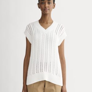 The Mesh Cable Vest in Everyday Cotton | White