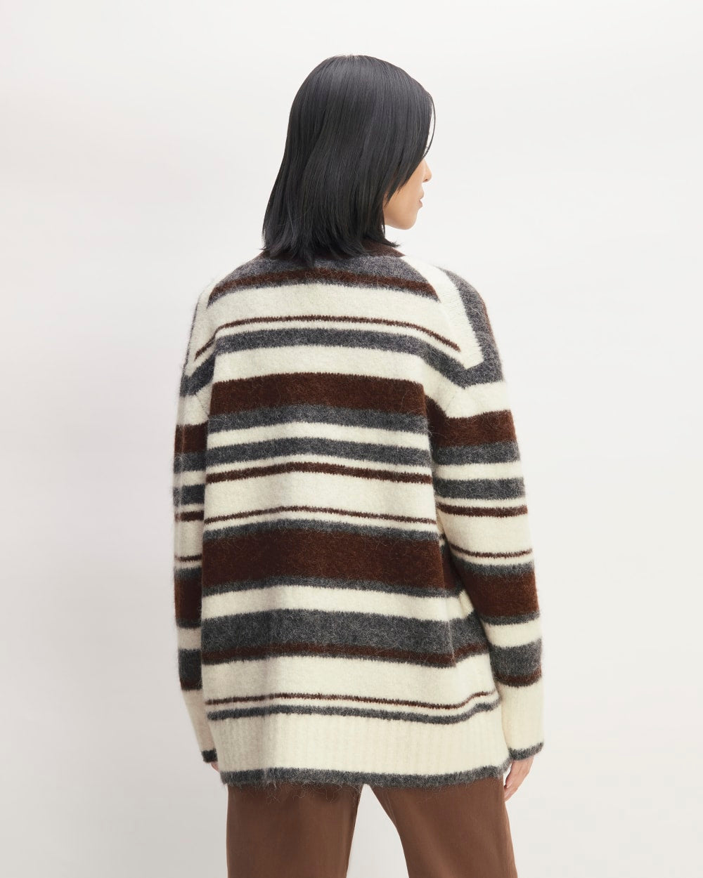 The SuperFuzz Alpaca Cardigan | Bone / Hot Fudge / Heather Charcoal - Image 6