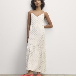 The Long Weekend Dress in Butterlite | Bone / Black Square Dot