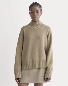 The Boxy Turtleneck in Everyday Cotton | Dark Heathered Camel