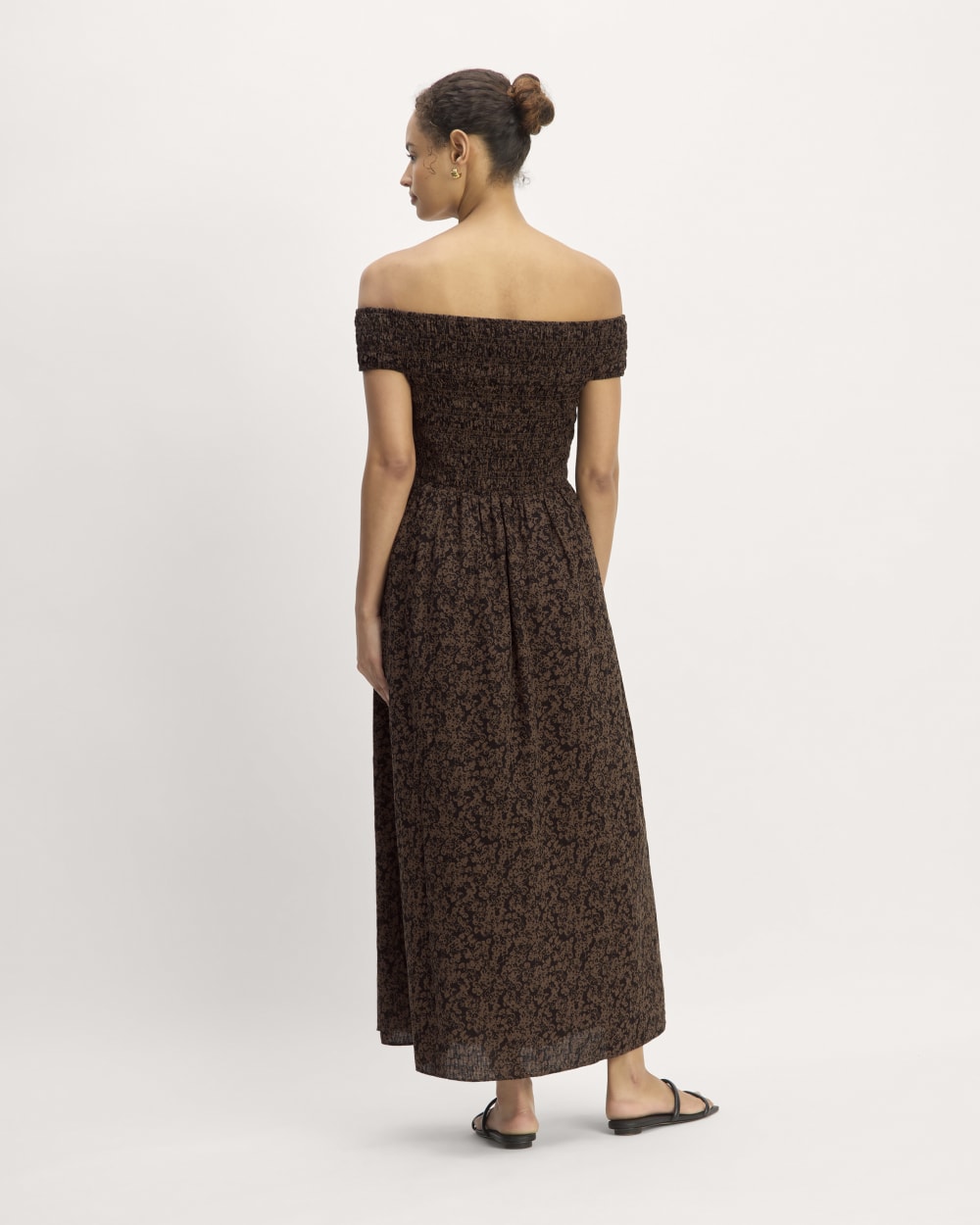 The Gauze Off-the-Shoulder Dress | Black / Cocoa Small Floral - Image 6
