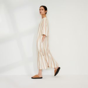 The Linen A-Line Midi Dress | Bone / Caramel