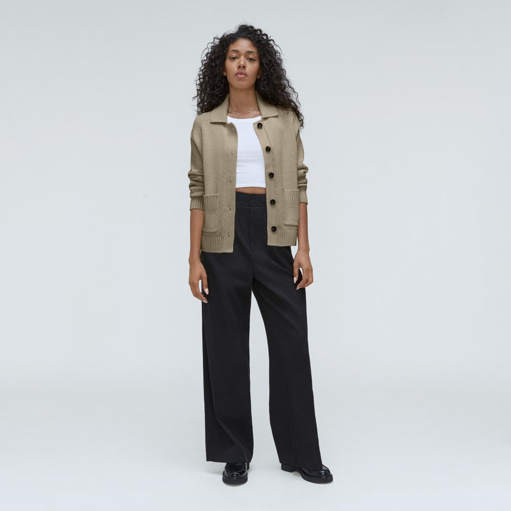 The Cotton Chore Sweater Jacket | Trench Coat Khaki - Image 6