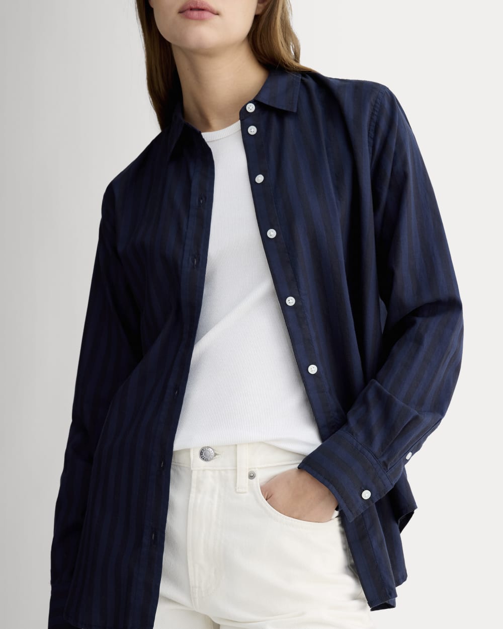 The Must-Have Shirt in Silky Cotton | Navy / Black - Image 4