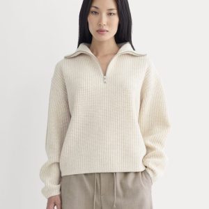 Half-Zip Sweater in Luxe Merino | Heathered Oat