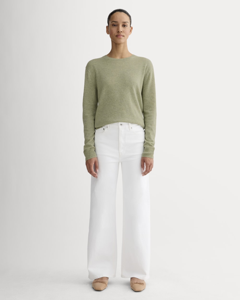 The Classic Crew in Cashmere | Light Heathered Moss - Image 3