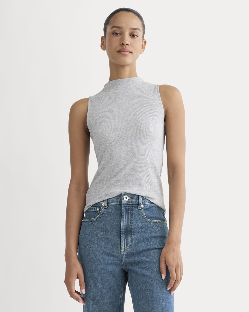 The Luxe Rib Funnel-Neck Tank | Classic Heather Grey