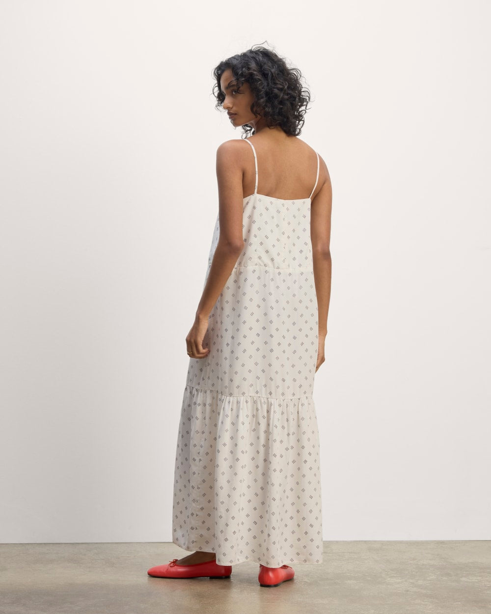 The Long Weekend Dress in Butterlite | Bone / Black Square Dot - Image 6