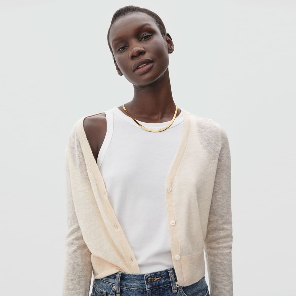 The Featherweight Alpaca Cardigan | Heathered Bone - Image 2