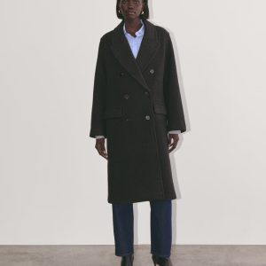 The Double-Breasted Coat in Wool | Heather Charcoal