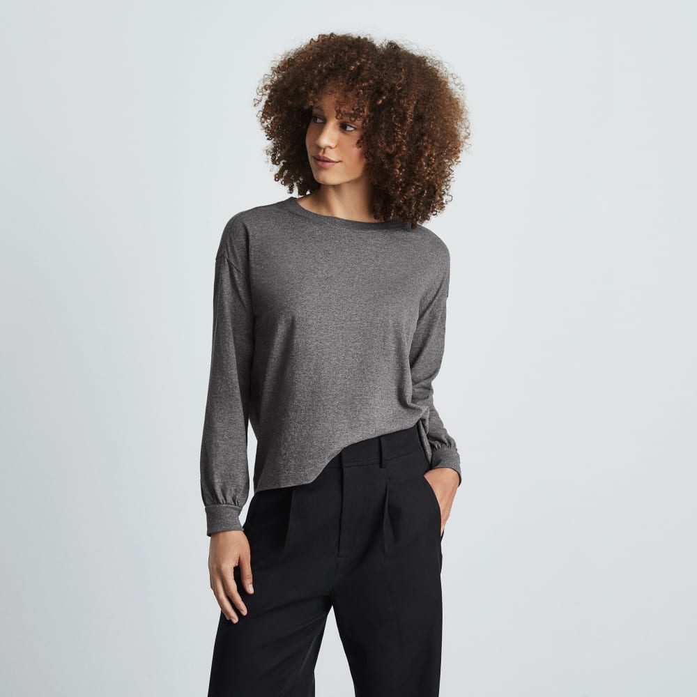 The Organic Cotton Long-Sleeve Tee | Charcoal - Image 2