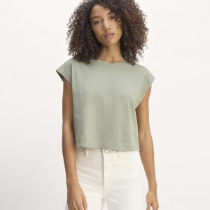 The Muscle Cropped Tee in Essential Cotton | Sage Green