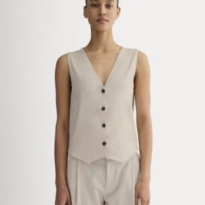 The Vest in Stretch Linen | Birch