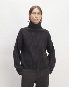 The Felted Merino Funnel-Neck Pullover | Black