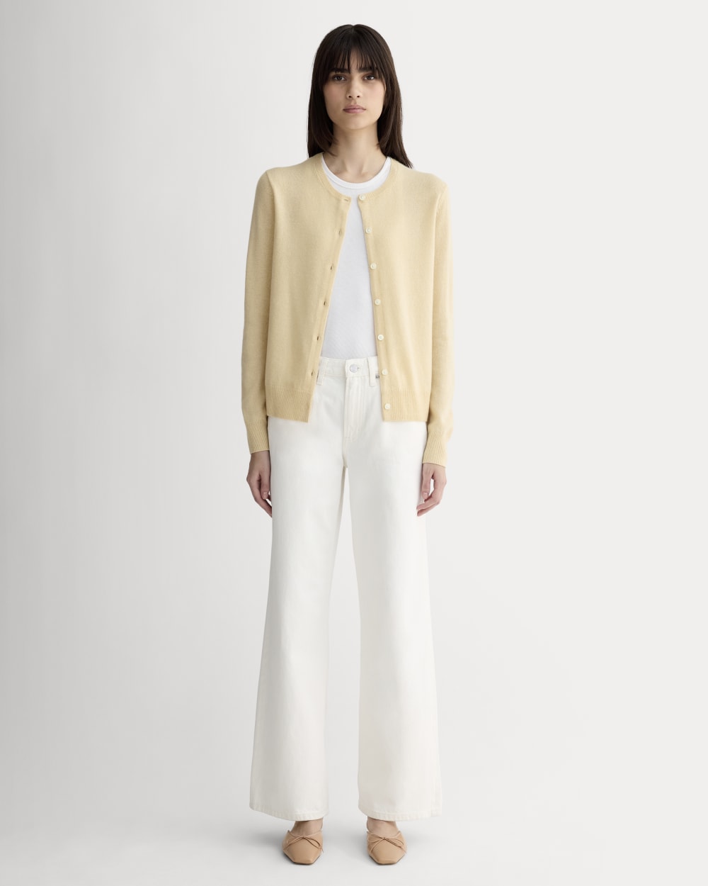 The Classic Cardigan in Cashmere | Creme - Image 3