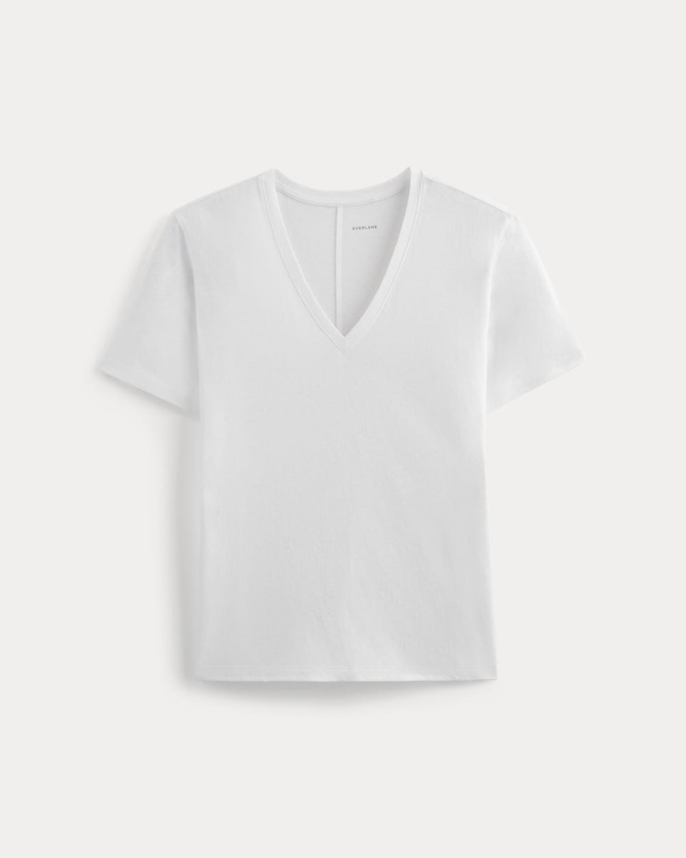 The Slouchy V-Neck Tee in Cotton Linen | White - Image 2