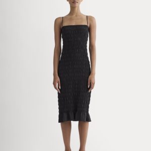 The Smocked Column Dress | Black