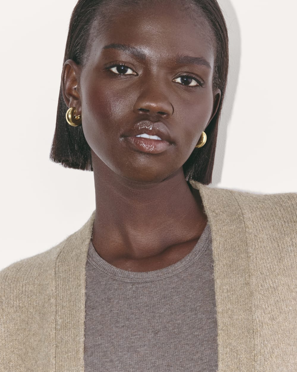 The Cocoon Cardigan in Plush Cotton | Heather Taupe - Image 3