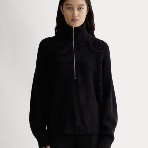 The Half-Zip in Everyday Cotton | Black