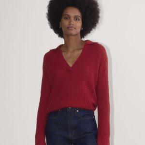 The Oversized Polo in Alpaca | Berry Red