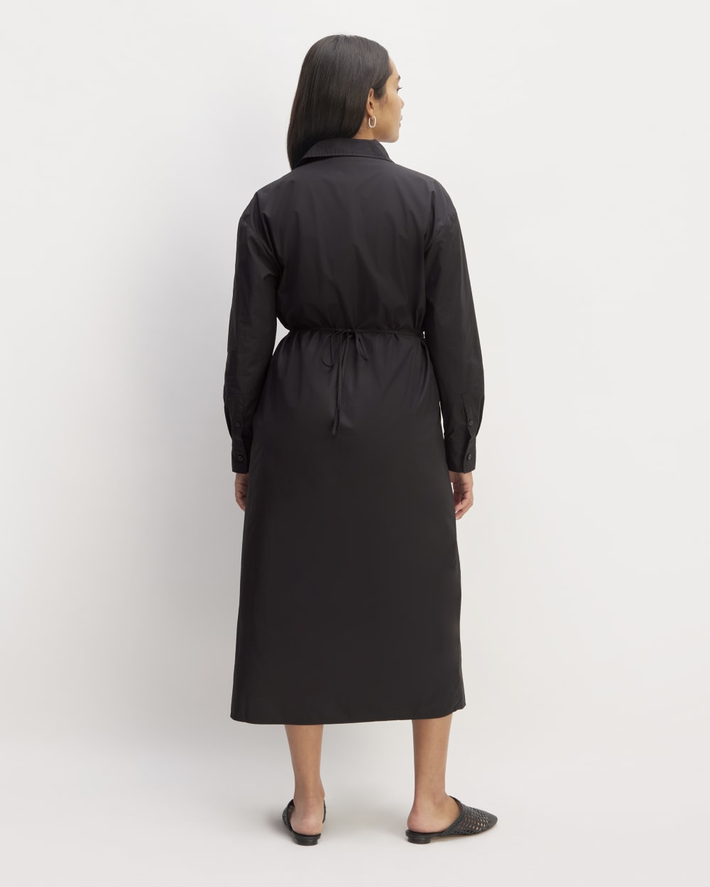 The Supima? Cotton Midi Shirt Dress | Black - Image 6